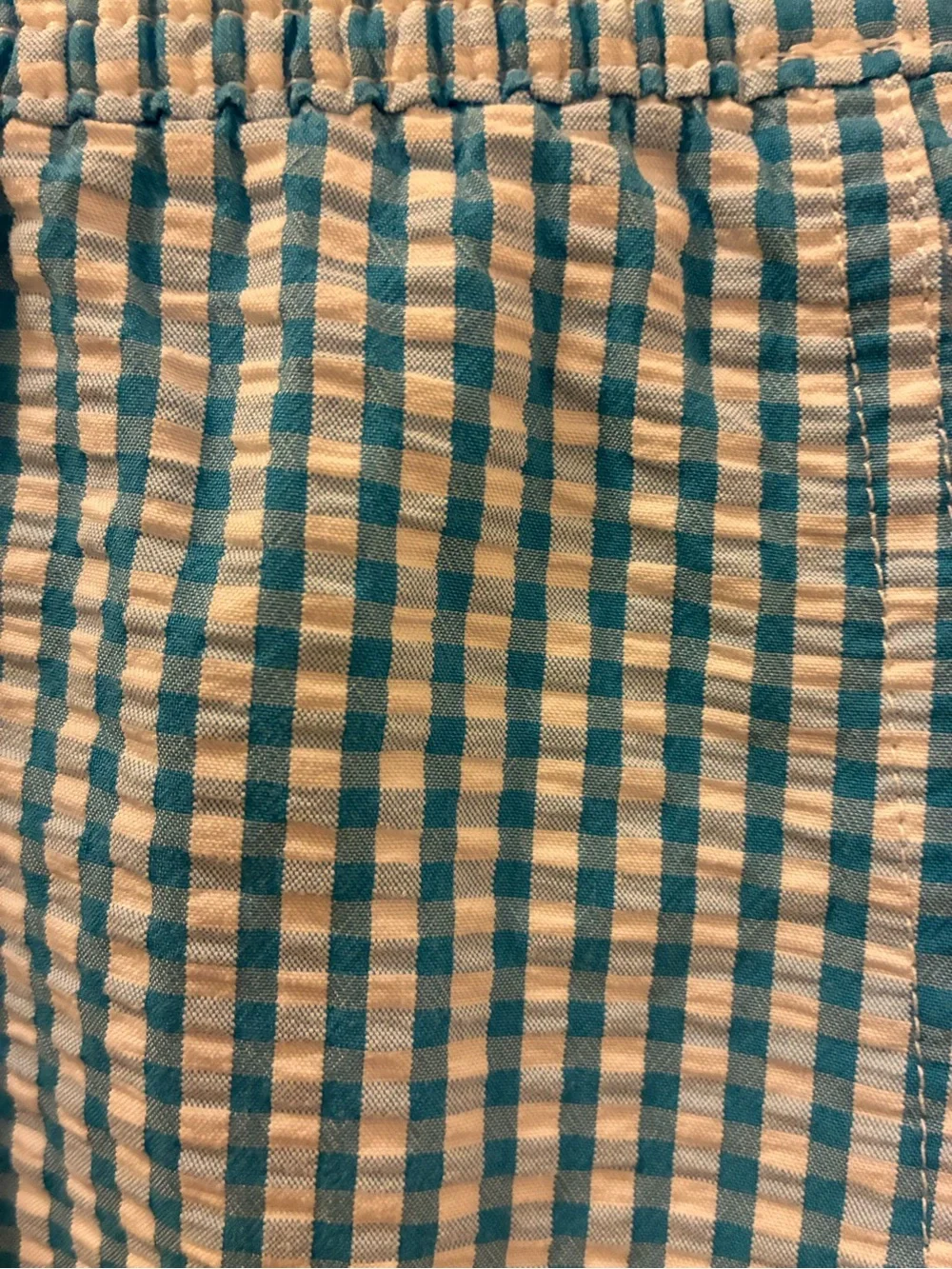 J. Crew Turquoise and White Gingham Swim Board Shorts